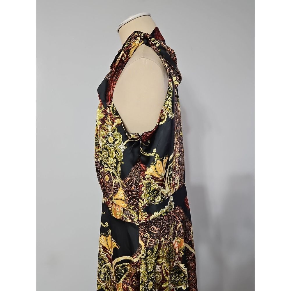 Tahari Women Halter‎ Side Tie Neck Paisley Maxi Dress Size 14 Sleeveless - Picture 6 of 11